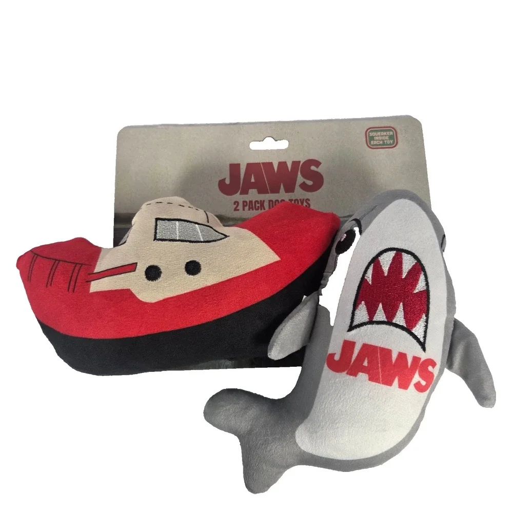 Jaws Dog Toys Pet OS Multi New Shark Orca Boat Plush Squeaker 2 Pack Movie Toy